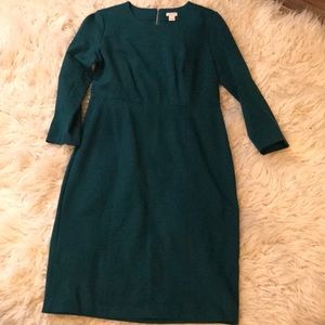 J crew Emerald green 3/4 length sleeve dress